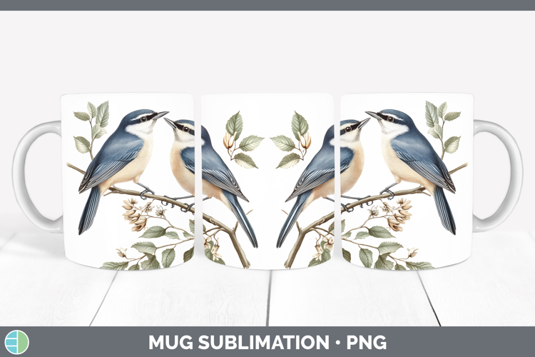 Birds 01 Vintage Nuthatch Mug Wrap Sublimation Coffee Cup De