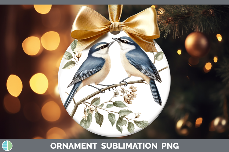 Birds 01 Vintage Nuthatch Ornament Sublimation Bauble Design