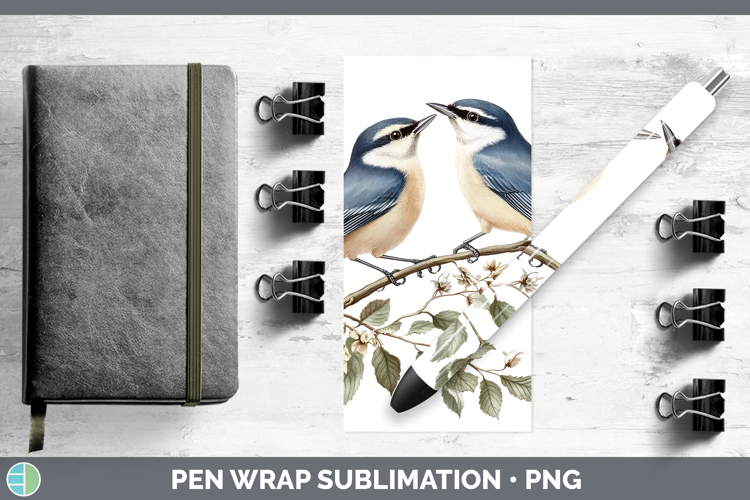 Birds 01 Vintage Nuthatch Pen Wrap Sublimation Pen Designs