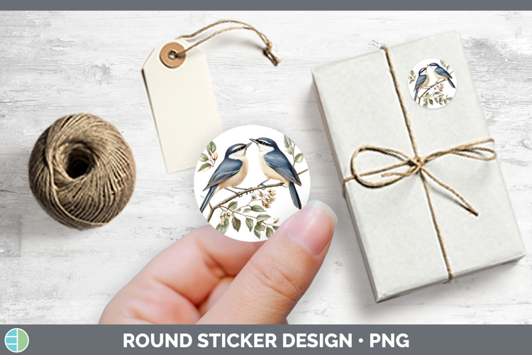 Birds 01 Vintage Nuthatch Stickers | Round Labels Designs