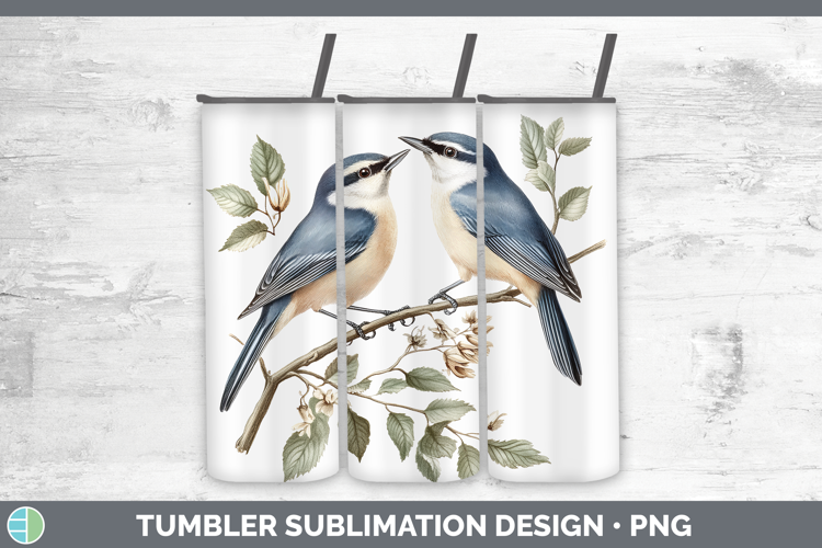 Birds 01 Vintage Nuthatch Tumbler Sublimation 20 oz Skinny T