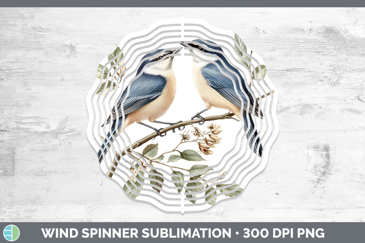Birds 01 Vintage Nuthatch Wind Spinner Sublimation Spinner D