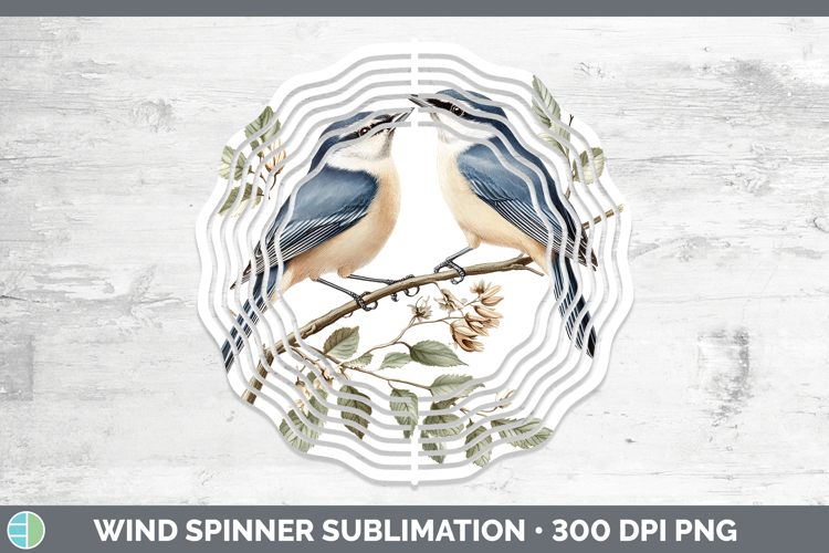 Birds 01 Vintage Nuthatch Wind Spinner Sublimation Spinner D