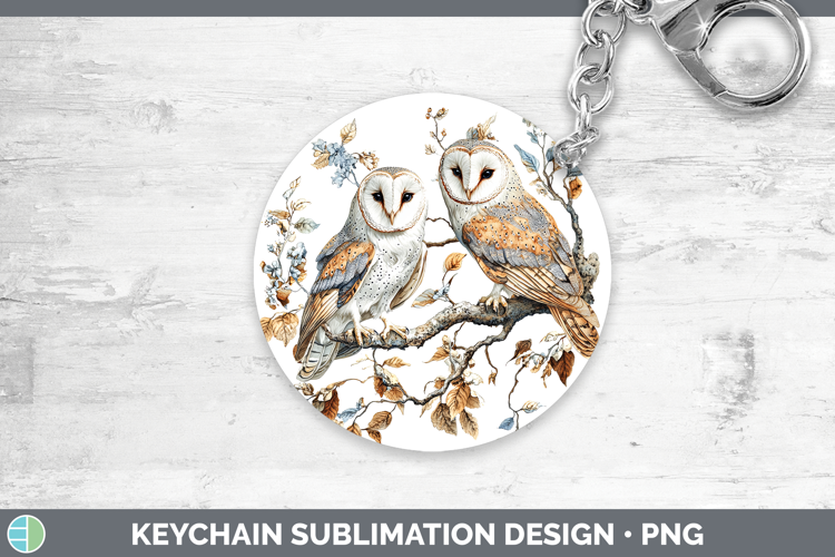 Birds 01 Vintage Owl Keychain Sublimation Keyring Designs