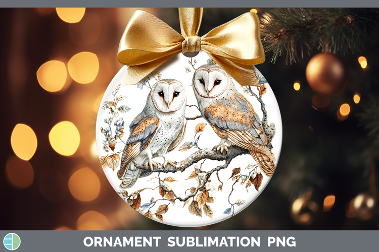 Birds 01 Vintage Owl Ornament Sublimation Bauble Designs