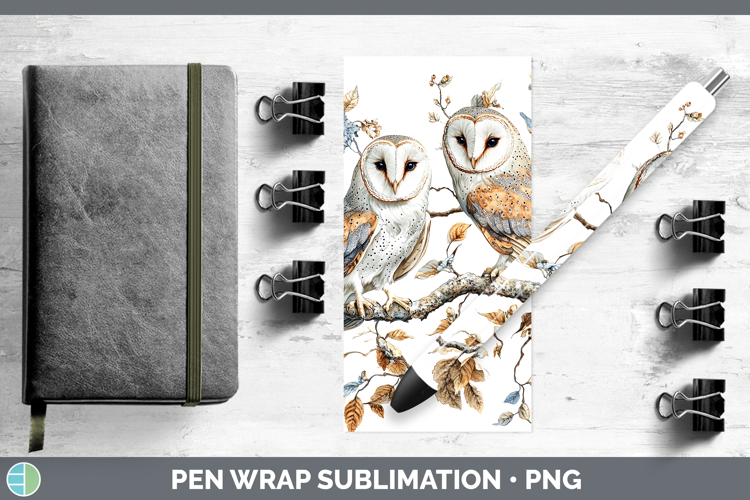Birds 01 Vintage Owl Pen Wrap Sublimation Pen Designs