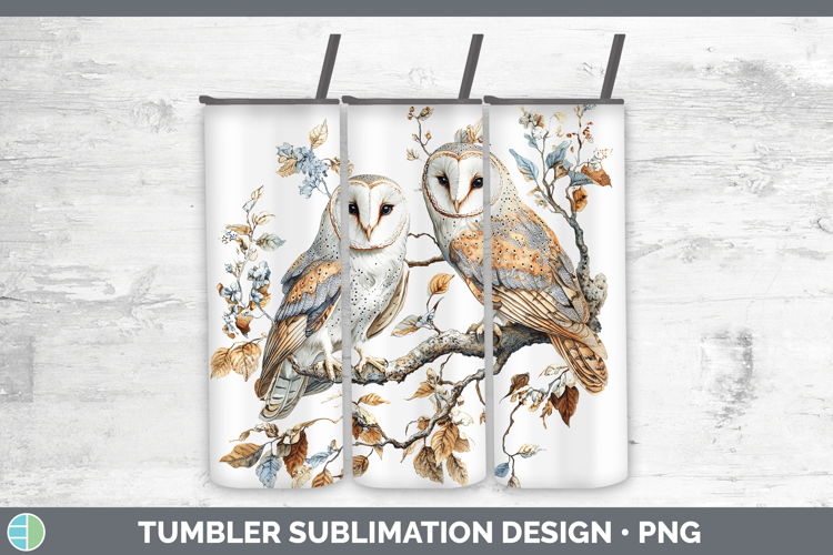 Birds 01 Vintage Owl Tumbler Sublimation 20 oz Skinny Tumble