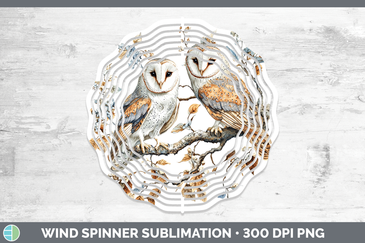 Birds 01 Vintage Owl Wind Spinner Sublimation Spinner Design
