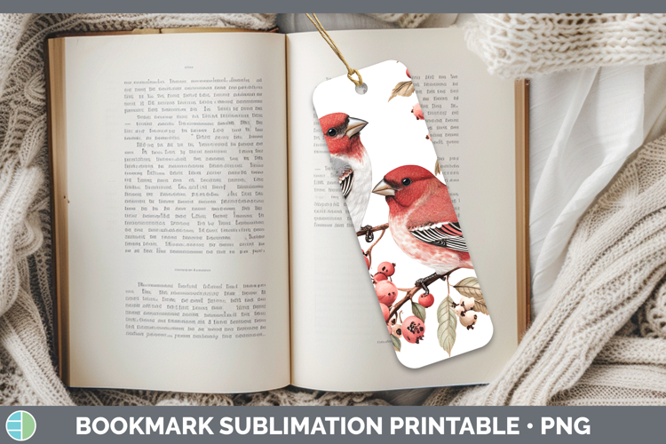 Birds 01 Vintage Pine Grosbeak Bookmark Sublimation Printabl