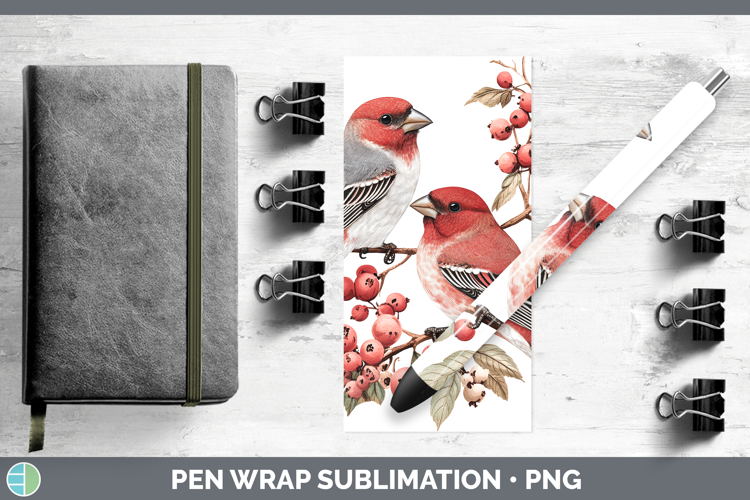 Birds 01 Vintage Pine Grosbeak Pen Wrap Sublimation Pen Desi