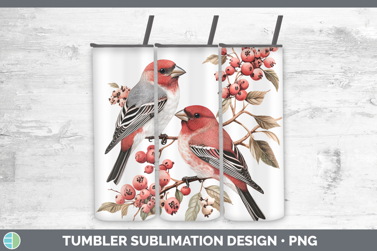 Birds 01 Vintage Pine Grosbeak Tumbler Sublimation 20 oz Ski