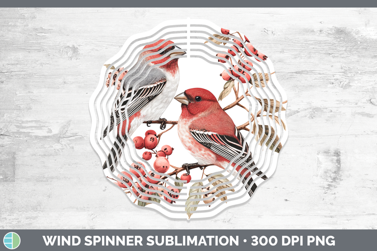 Birds 01 Vintage Pine Grosbeak Wind Spinner Sublimation Spin
