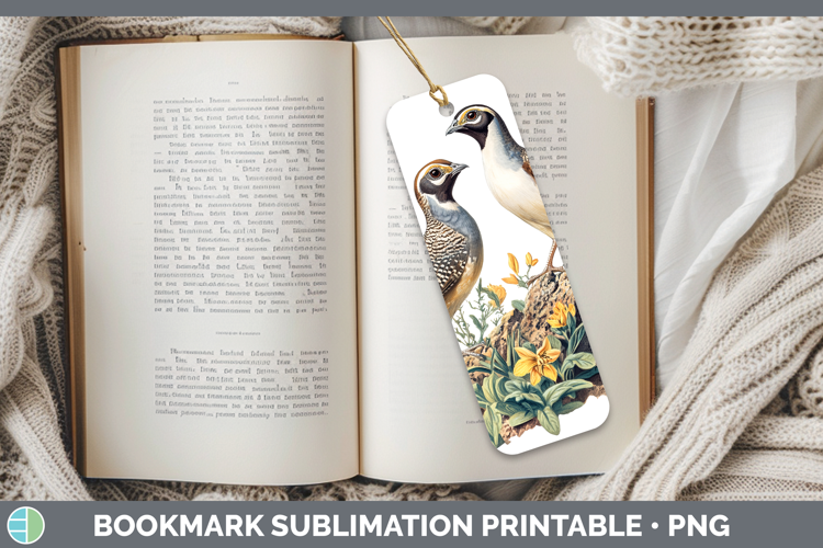 Birds 01 Vintage Quail Bookmark Sublimation Printable Design