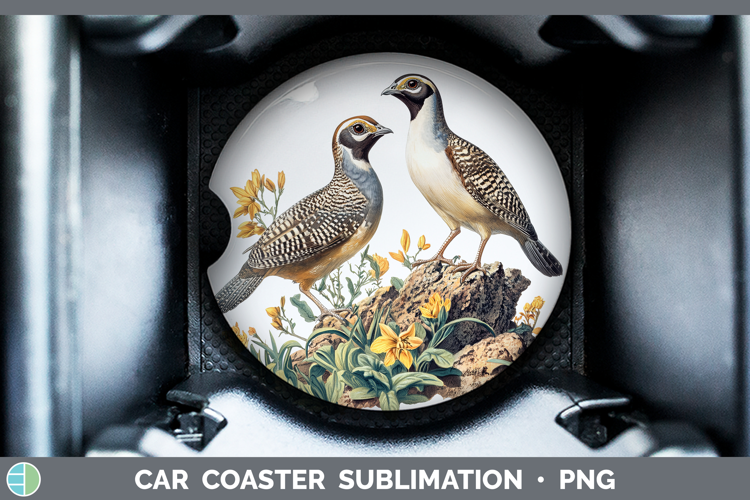 Birds 01 Vintage Quail Car Coaster Sublimation Designs