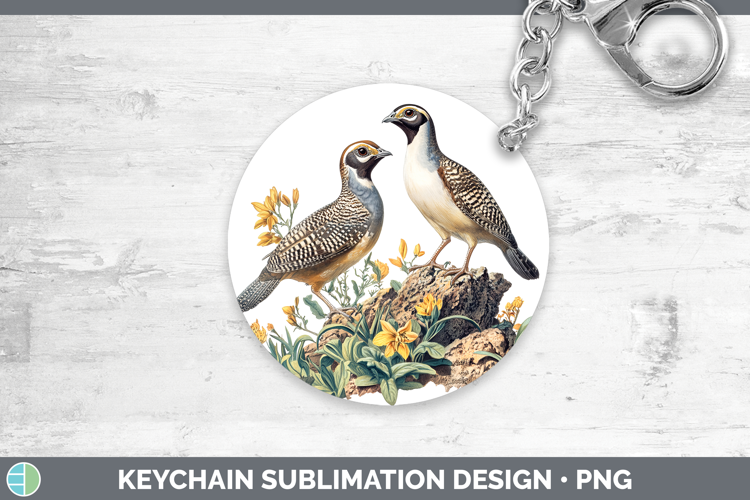 Birds 01 Vintage Quail Keychain Sublimation Keyring Designs