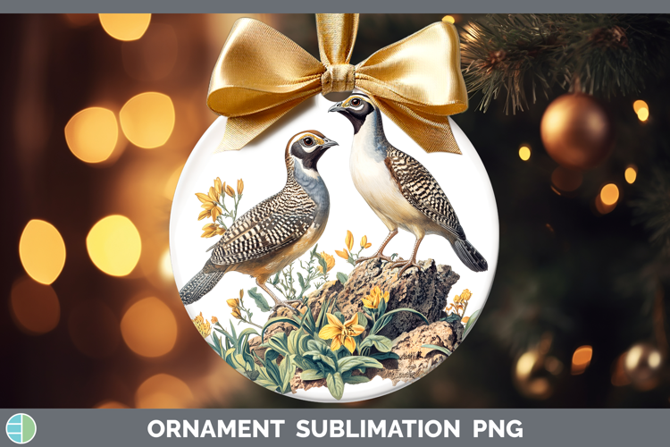 Birds 01 Vintage Quail Ornament Sublimation Bauble Designs
