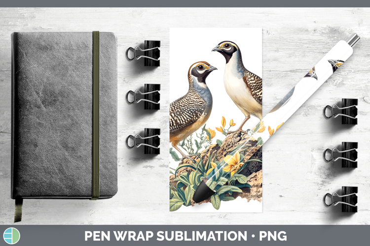 Birds 01 Vintage Quail Pen Wrap Sublimation Pen Designs