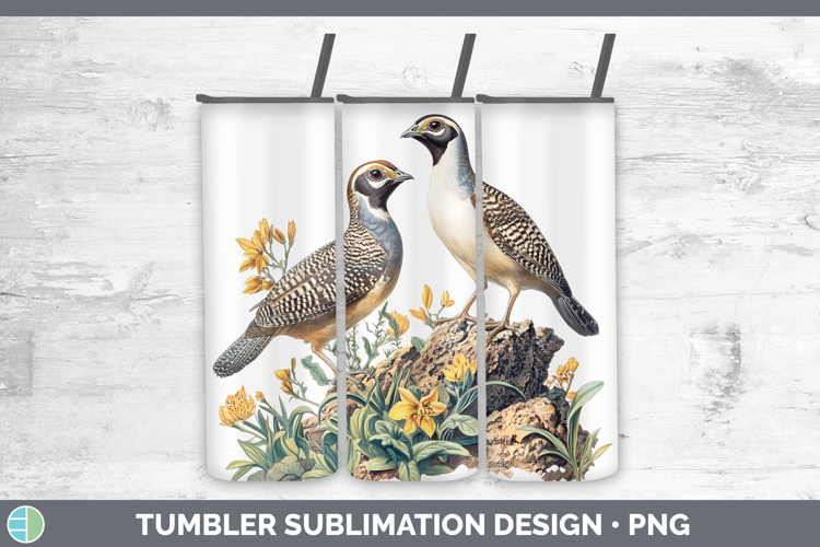 Birds 01 Vintage Quail Tumbler Sublimation 20 oz Skinny Tumb