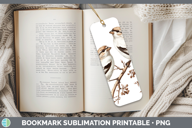 Birds 01 Vintage Snow Bunting Bookmark Sublimation Printable