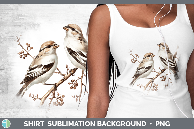 Birds 01 Vintage Snow Bunting Shirt Sublimation Background D