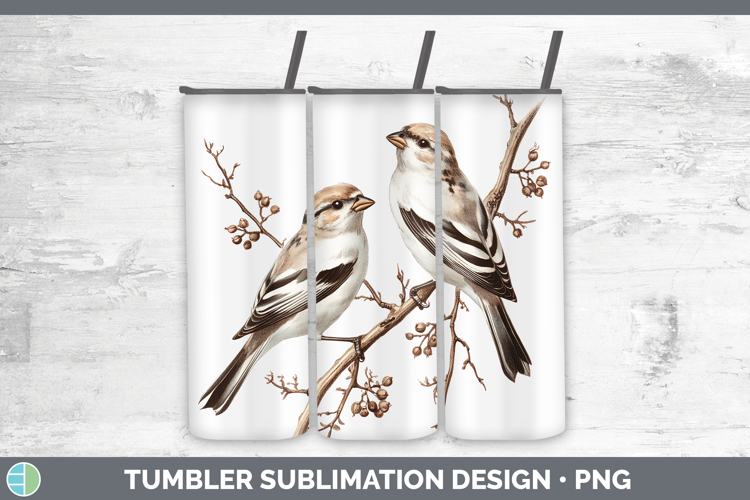 Birds 01 Vintage Snow Bunting Tumbler Sublimation 20 oz Skin