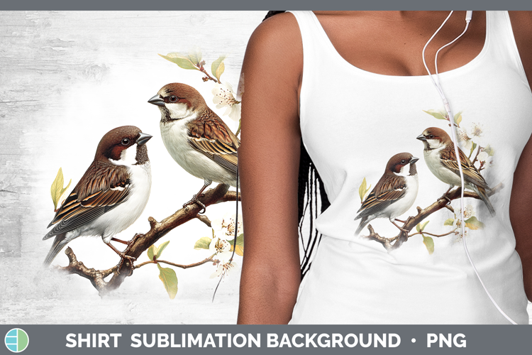Birds 01 Vintage Sparrow Shirt Sublimation Background Design