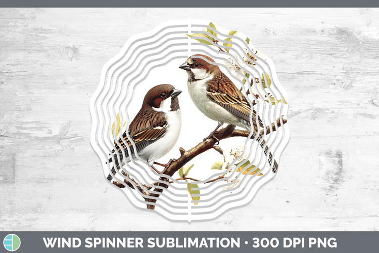 Birds 01 Vintage Sparrow Wind Spinner Sublimation Spinner De