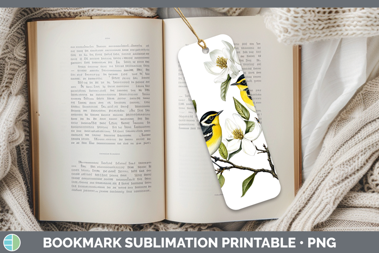Birds 01 Vintage Warbler Bookmark Sublimation Printable Desi