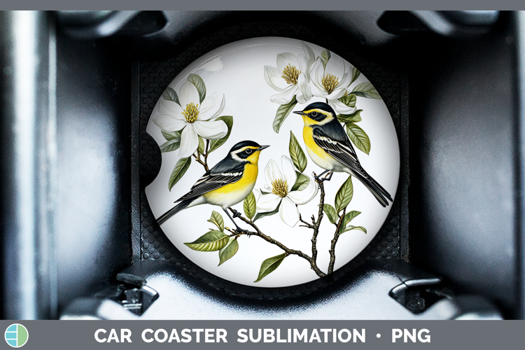 Birds 01 Vintage Warbler Car Coaster Sublimation Designs