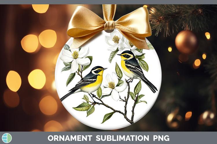 Birds 01 Vintage Warbler Ornament Sublimation Bauble Designs