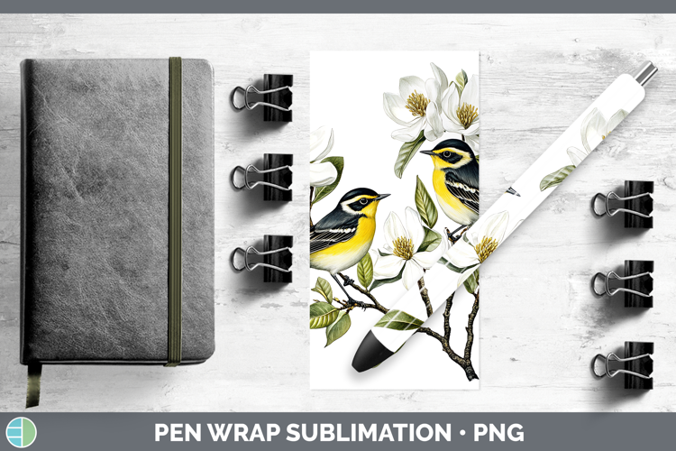 Birds 01 Vintage Warbler Pen Wrap Sublimation Pen Designs