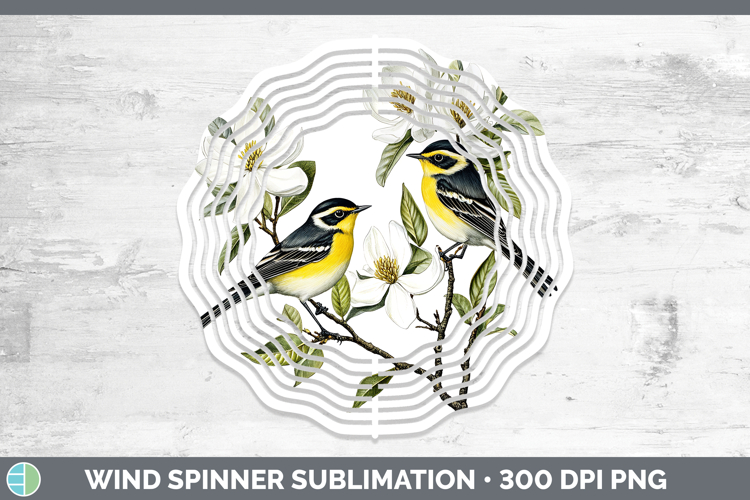 Birds 01 Vintage Warbler Wind Spinner Sublimation Spinner De