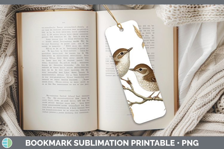 Birds 01 Vintage Wren Bookmark Sublimation Printable Designs