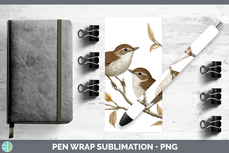 Birds 01 Vintage Wren Pen Wrap Sublimation Pen Designs