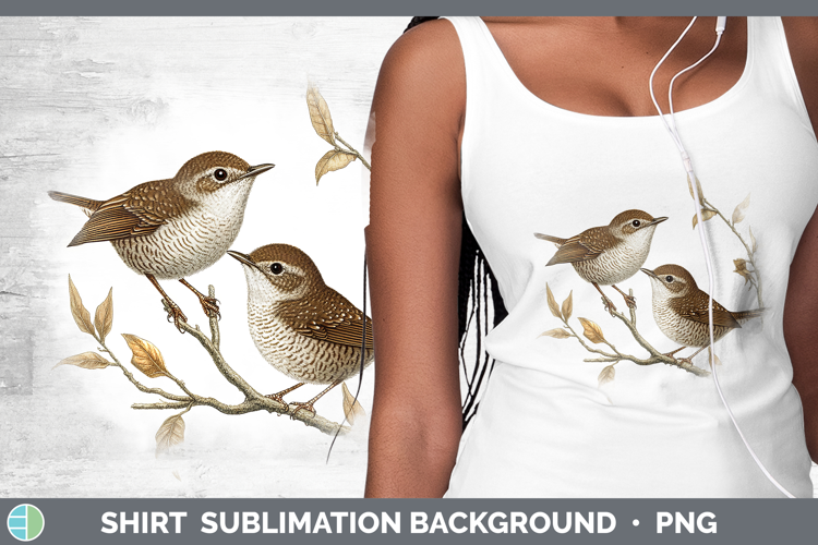 Birds 01 Vintage Wren Shirt Sublimation Background Designs
