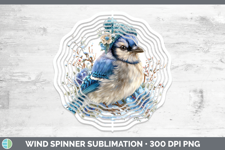 Blue Jay Birds 01 Winter Knit Hat Wind Spinner Sublimation D