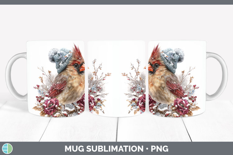 Cardinal Birds 01 Winter Knit Hat Mug Wrap Sublimation Desig