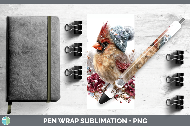 Cardinal Birds 01 Winter Knit Hat Pen Wrap Sublimation Desig