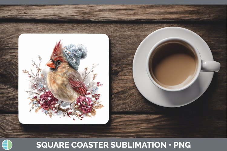 Cardinal Birds 01 Winter Knit Hat Square Coaster Sublimation