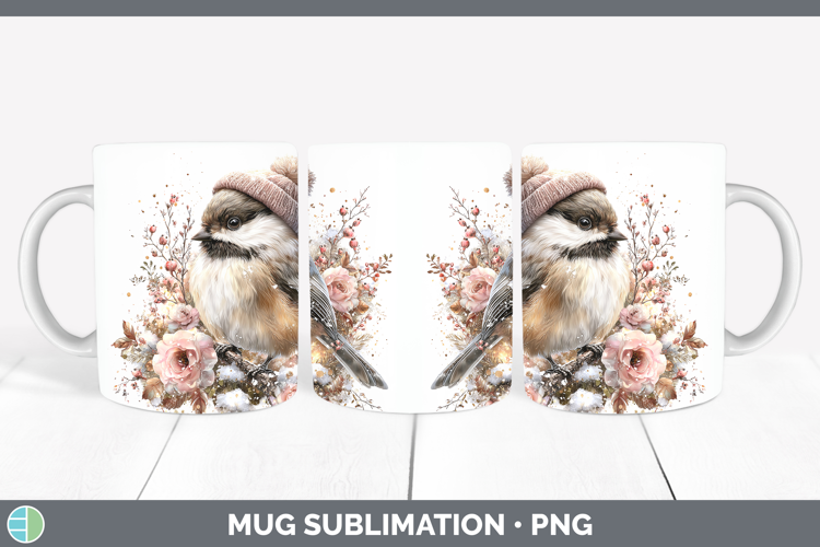 Chickadee Birds 01 Winter Knit Hat Mug Wrap Sublimation Desi