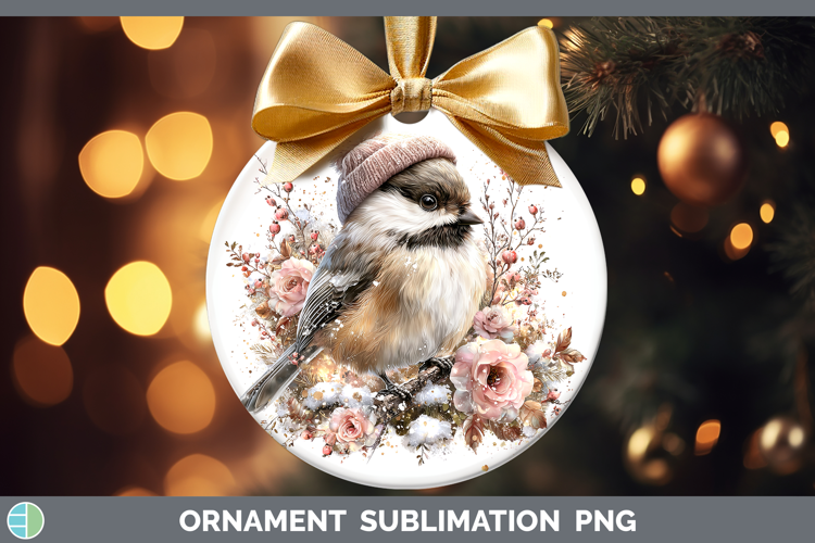 Chickadee Birds 01 Winter Knit Hat Ornament Sublimation Desi