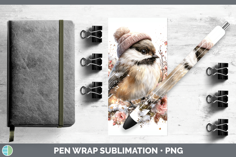 Chickadee Birds 01 Winter Knit Hat Pen Wrap Sublimation Desi
