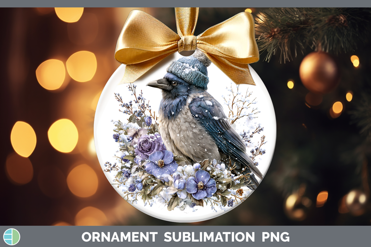 Crow Birds 01 Winter Knit Hat Ornament Sublimation Design