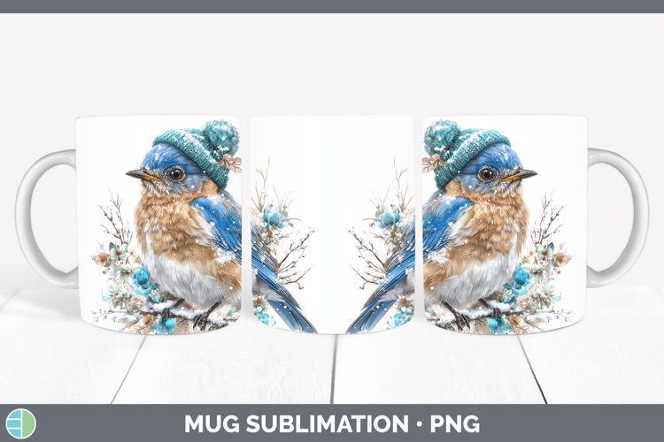 Eastern Bluebird Birds 01 Winter Knit Hat Mug Wrap Sublimati