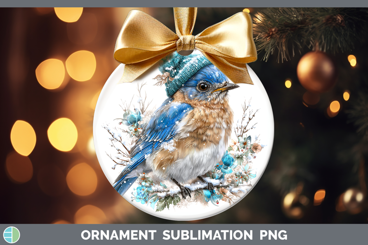 Eastern Bluebird Birds 01 Winter Knit Hat Ornament Sublimati