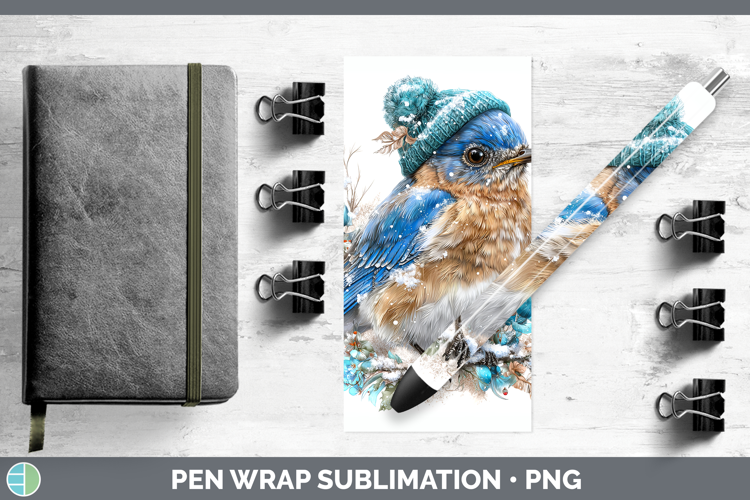 Eastern Bluebird Birds 01 Winter Knit Hat Pen Wrap Sublimati