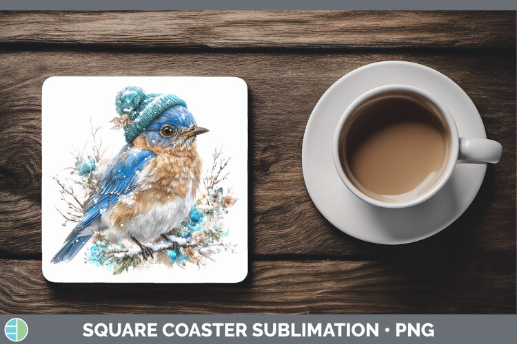 GorgeousBirds 01 Winter Knit Hat Square Coaster design.