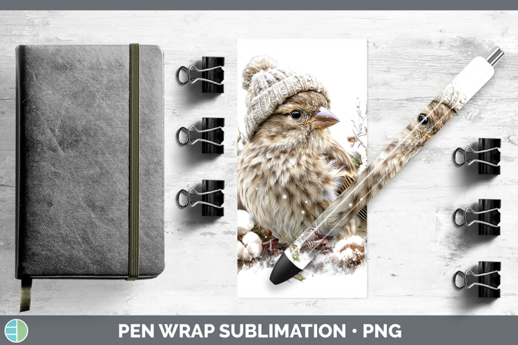 Finch Birds 01 Winter Knit Hat Pen Wrap Sublimation Design