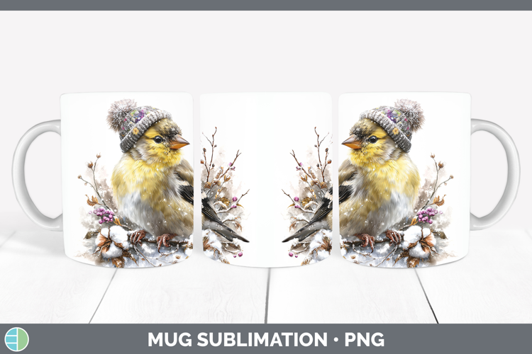 Goldfinch Birds 01 Winter Knit Hat Mug Wrap Sublimation Desi
