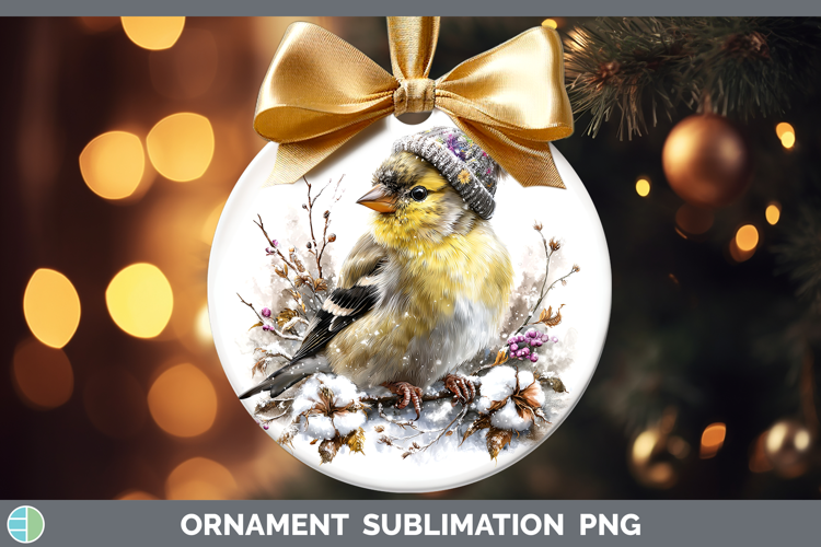Goldfinch Birds 01 Winter Knit Hat Ornament Sublimation Desi